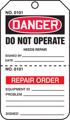 OSHA Danger Safety Tag: Do Not Operate - Perforated PF-Cardstock 5/Pack - TPP205CTM