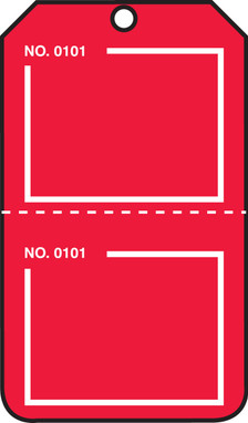 Safety Tag: Blank Numbered Tags - Perforated Red RP-Plastic 5/Pack - TPP223PTM