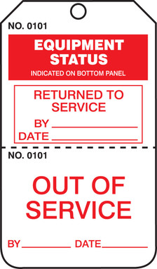 Safety Tag: Equipment Status - Out Of Service/Returned To Service - Perforated RP-Plastic 25/Pack - TPP228PTP