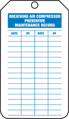 MINI RECORD TAGS - BREATHING AIR COMPRESSOR 4 1/4" x 2 1/8" RP-Plastic 25/Pack - TRM104PTP