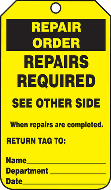 Repair Status Safety Tags: Repair Order PF-Cardstock 5/Pack - TRS247CTM