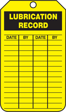 Inspection Status Safety Tag: Lubrication Record PF-Cardstock 5/Pack - TRS251CTM