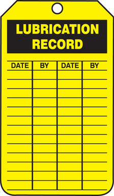 Inspection Status Safety Tag: Lubrication Record RP-Plastic 25/Pack - TRS251PTP