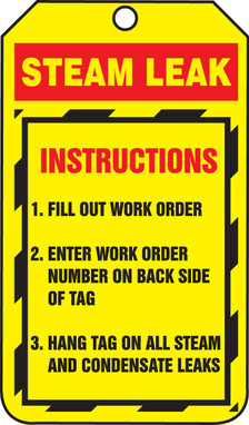 Inspection Status Safety Tag: Steam Leak- Instructions RP-Plastic 5/Pack - TRS254PTM