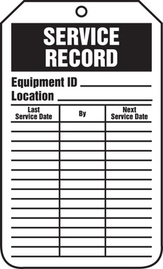 Equipment Status Safety Tag: Service Record RP-Plastic - TRS319PTP