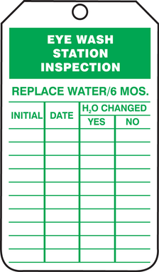 Jumbo Inspection Status Safety Tag: Eye Wash Station Inspection 8 1/2" x 3 7/8" PF-Cardstock 5/Pack - TRS330CTM