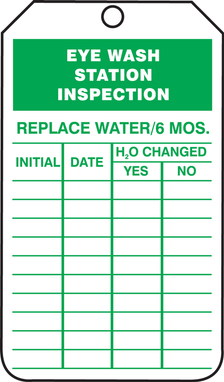 Jumbo Inspection Status Safety Tag: Eye Wash Station Inspection 8 1/2" x 3 7/8" RP-Plastic - TRS330PTM