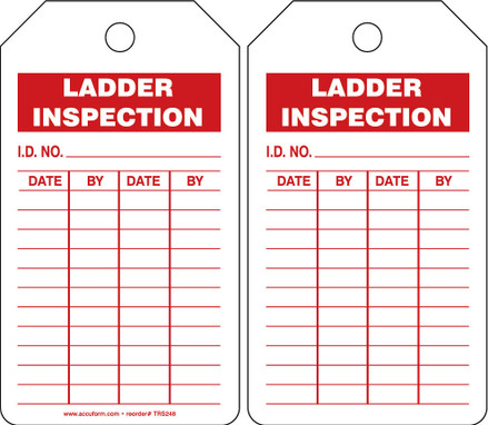 Jumbo Ladder Status Safety Tag: Ladder Inspection 8 1/2" x 3 7/8" RP-Plastic 25/Pack - TRS333PTP