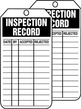Jumbo Inspection Status Safety Tag: Inspection Record 8 1/2" x 3 7/8" PF-Cardstock 5/Pack - TRS334CTM