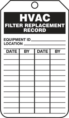 Safety Tag: HVAC Filter Replacement Record 8 1/2" x 3 7/8" PF-Cardstock 5/Pack - TRS346CTM