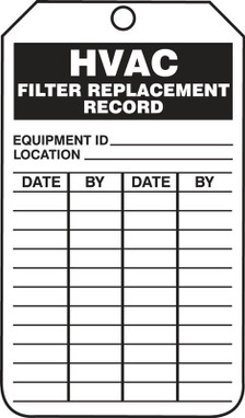 Safety Tag: HVAC Filter Replacement Record 8 1/2" x 3 7/8" PF-Cardstock 25/Pack - TRS346CTP