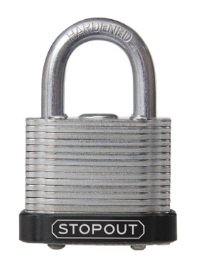 STOPOUT Laminated Steel Padlocks 1 1/2" White Keyed Differently Shackle Clearance Ht.: 2" 1/Each - KDL907WT