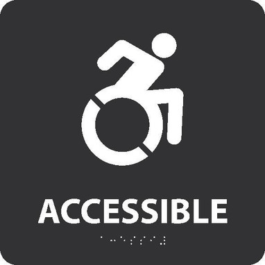 New York Ada Accessible Entrance Sign - W/Handicap Symbol Black 8X8 Sign -Braille - ADA181WBK