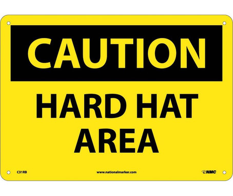 Caution: Hard Hat Area - 10X14 - Rigid Plastic - C31RB