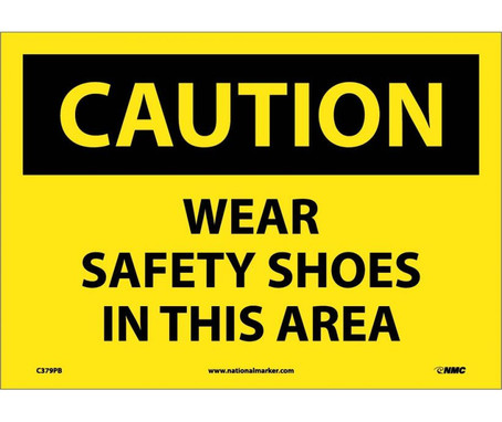Caution: Wear Safety Shoes In This Area - 10X14 - PS Vinyl - C379PB