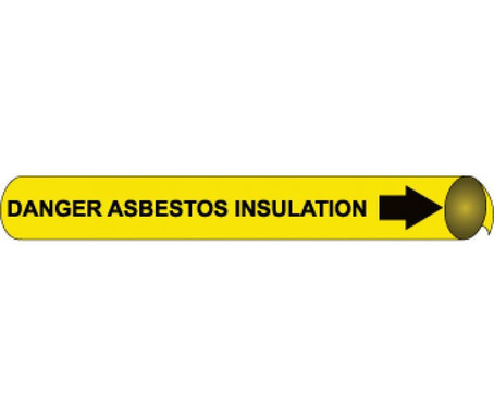 Pipemarker Precoiled - Danger: Asbestos Insulation B/Y - Fits 2 1/2"-3 1/4" Pipe - C4033