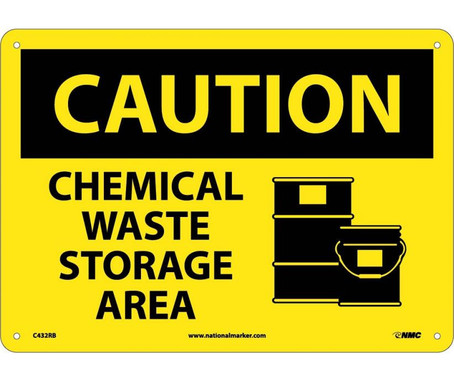 Caution: Chemical Waste Storage Area - Graphic - 10X14 - Rigid Plastic - C432RB