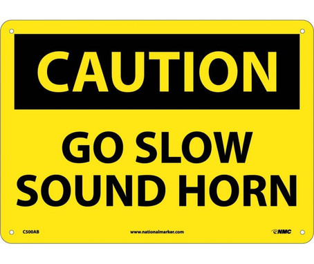 Caution: Go Slow Sound Horn - 10X14 - .040 Alum - C500AB