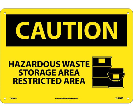 Caution: Hazardous Waste Storage Area Restricted Area - Graphic - 10X14 - .040 Alum - C509AB