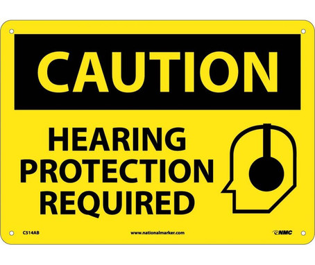 Caution: Hearing Protection Required - Graphic - 10X14 - .040 Alum - C514AB