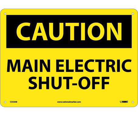 Caution: Main Electric Shut-Off - 10X14 - .040 Alum - C553AB