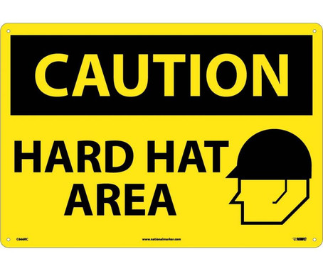 Caution: Hard Hat Area - Graphic - 14X20 - Rigid Plastic - C666RC
