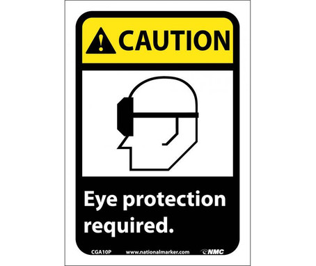 Caution: Eye Protection Required (W/Graphic) - 10X7 - PS Vinyl - CGA10P