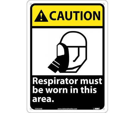 Caution: Respirator Must Be Worn In This Area - 14X10 - .040 Alum - CGA33AB