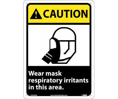 Caution: Wear Mask Respiratory Irritants In This Area - 14X10 - .040 Alum - CGA36AB