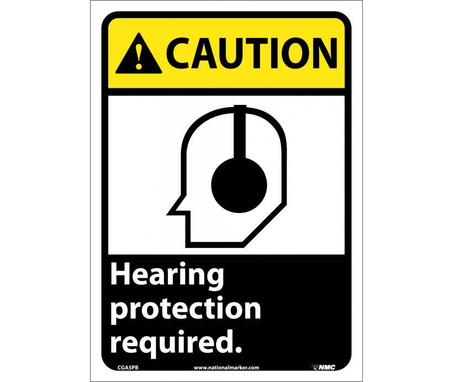 Caution: Hearing Protection Required (W/Graphic) - 14X10 - PS Vinyl - CGA5PB