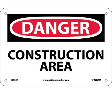 Danger: Construction Area - 7X10 - Rigid Plastic - D132R