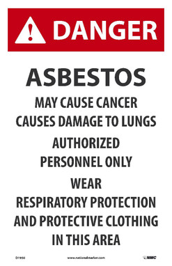 Danger: Asbestos May Cause Cancer - 17X11 - Paper - 100/Pk - D1950