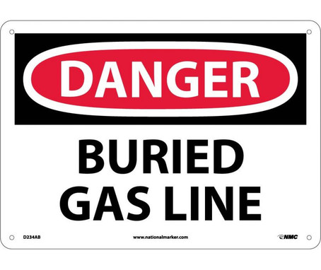 Danger: Buried Gas Line - 10X14 - .040 Alum - D234AB