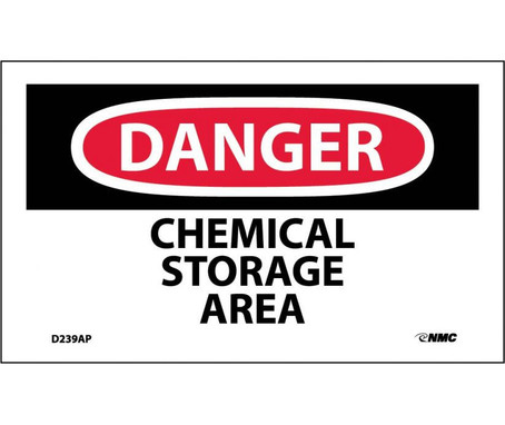 Danger: Chemical Storage Area - 3X5 - PS Vinyl - Pack of 5 - D239AP