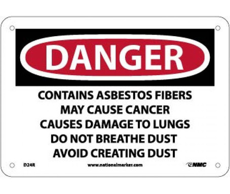 Danger: Contains Asbestos Fibers May Cause Cancer Causes  Do Not Breathe Dust Avoid Creating Dust - 7 X 10 - Rigid Plastic - SPD24R