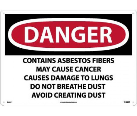 Danger: Contains Asbestos Fibers May Cause Cancer Causes  Do Not Breathe Dust Avoid Creating Dust - 14 X 20 - Rigid Plastic - SPD24RC
