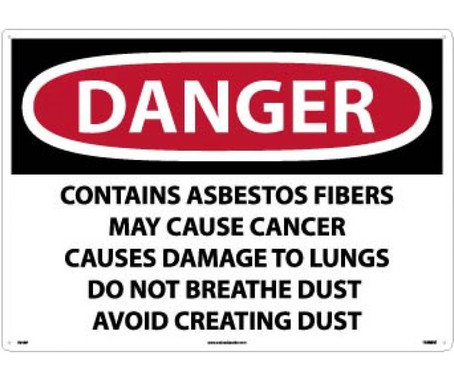 Danger: Contains Asbestos Fibers May Cause Cancer Causes  Do Not Breathe Dust Avoid Creating Dust - 20 X 28 - Rigid Plastic - SPD24RD