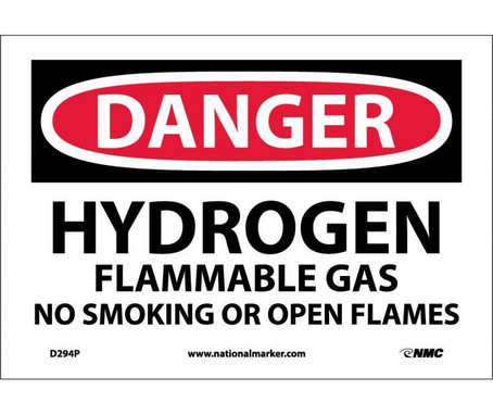 Danger: Hydrogen Flammable Gas No Smoking Or Open - 7X10 - PS Vinyl - D294P