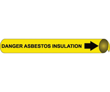 Pipemarker Precoiled - Danger: Asbestos Insulation B/Y - Fits 3 3/8"-4 1/2" Pipe - D4033