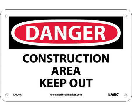 Danger: Construction Area Keep Out - 7X10 - Rigid Plastic - D404R