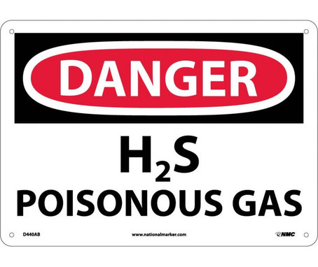 Danger: H2S Poisonous Gas - 10X14 - .040 Alum - D440AB