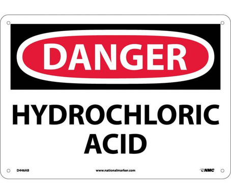 Danger: Hydrochloric Acid - 10X14 - .040 Alum - D446AB