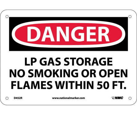 Danger: Lp Gas Storage No Smoking Or Open - 7X10 - Rigid Plastic - D452R