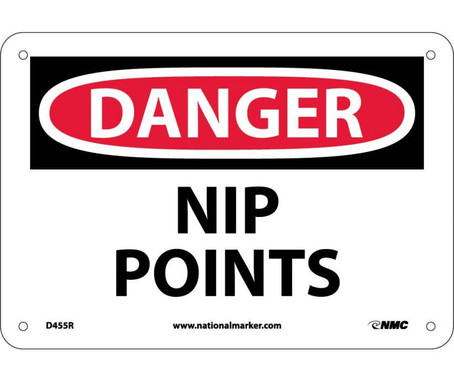 Danger: Nip Points - 7X10 - Rigid Plastic - D455R