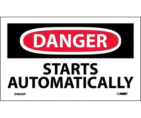 Danger: Starts Automatically - 3X5 - PS Vinyl - Pack of 5 - D465AP