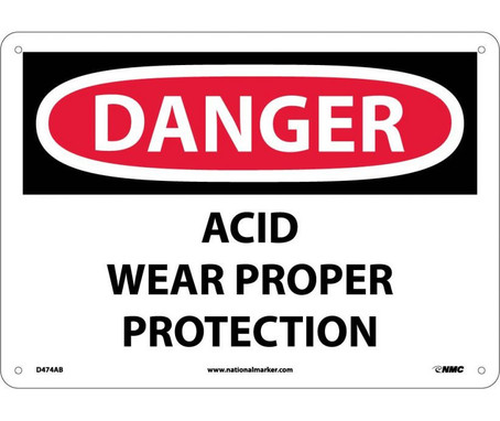 Danger: Acid Wear Proper Protection - 10X14 - .040 Alum - D474AB