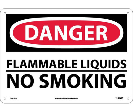 Danger: Flammable Liquids No Smoking - 10X14 - Rigid Plastic - D645RB