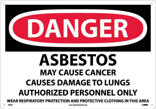 Danger: Asbestos Cancer And Lung Disease Hazard - 14X20 - Rigid Plastic - D95RC