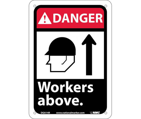 Danger: Workers Above (W/Graphic) - 10X7 - Rigid Plastic - DGA14R