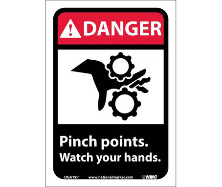 Danger: Pinch Points Watch Your Hands (W/Graphic) - 10X7 - PS Vinyl - DGA19P